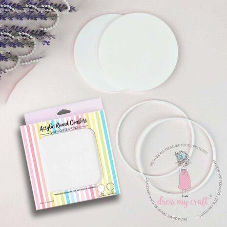 Dress My Craft - Acrylic Round Coasters With Outer Ring (2x2pcs)