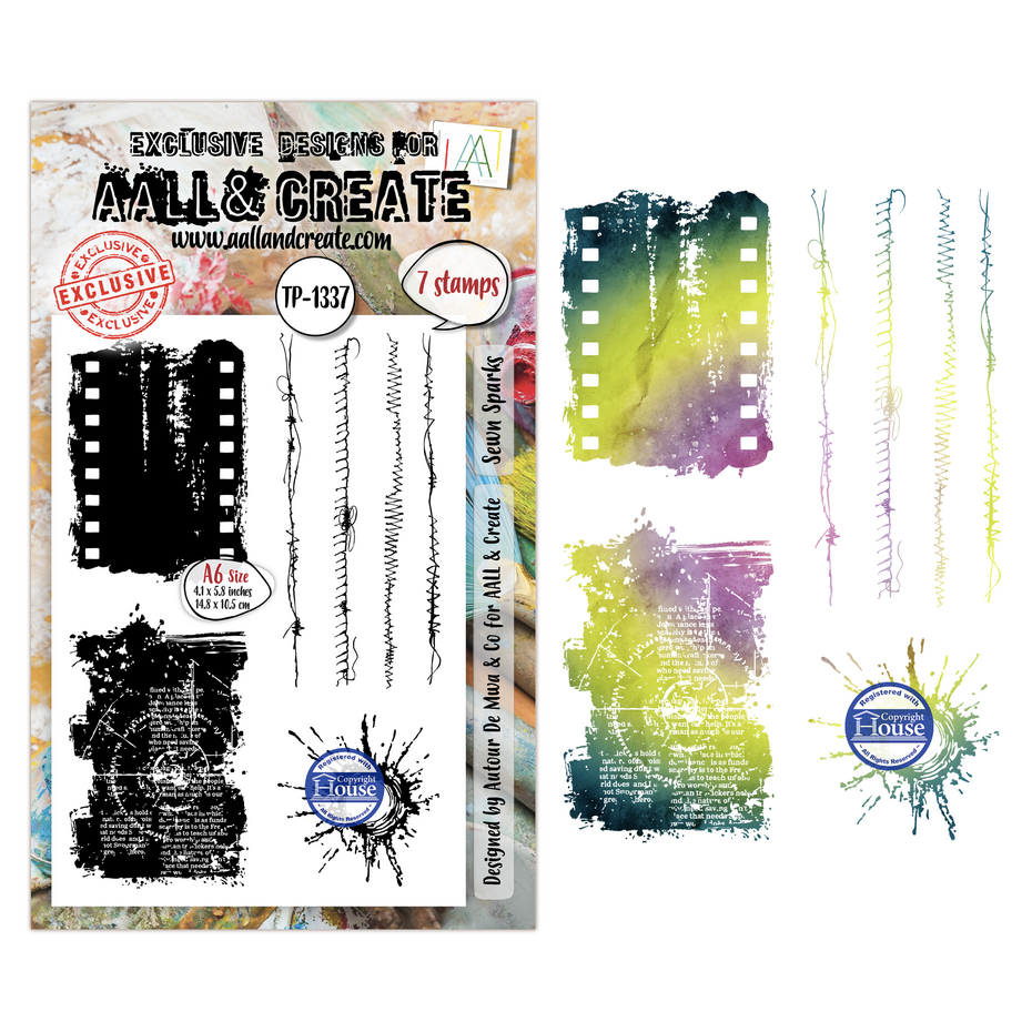 AALL & Create - Through the Lens A6 Stamp Sets Sewn Sparks by Autour de Mwa & Co
