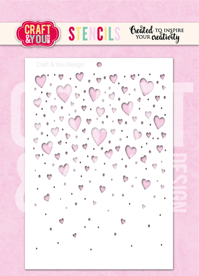 Craft & You Design - Floating Hearts A6 Stencil