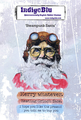 IndigoBlu - Steampunk Santa A6 Red Rubber Stamp
