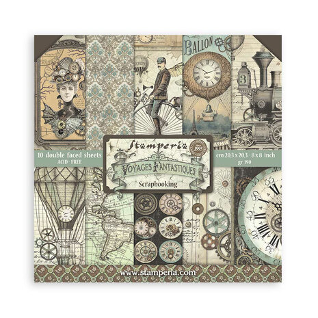 Stamperia 8x8 Inch Paper Pack - Voyages Fantastiques