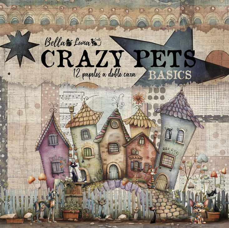 Bellaluna Crafts Pad 12x12" Bellaluna Crafts con 12 papeles doble cara Crazy Pets Basics  Bellaluna Crafts Pad 12x12" Bellaluna Crafts con 12 papeles doble cara Crazy Pets Basics