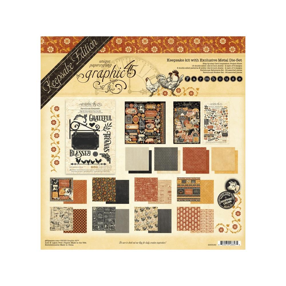 Graphic 45 - Farmhouse - Keepsake Edition Kit Exclusive with Metal Die Set 
