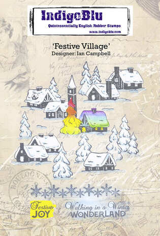 IndigoBlu - Festive Village A6 Rubber Stamp