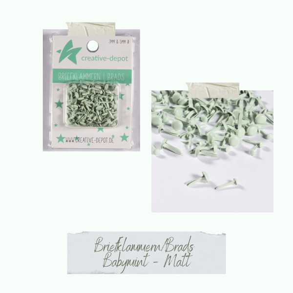 Creative Depot -  Brads - Babymint - Matt - 100 Stück  Creative Depot -  Brads - Babymint - Matt - 100 Stück