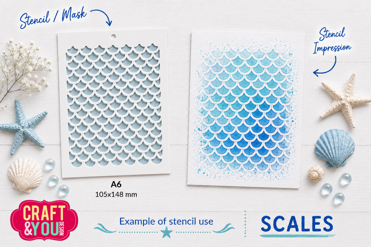 Craft & You Design - Scale Pattern A6 Stenci
