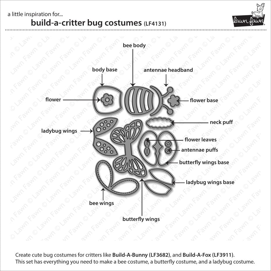 Lawn Fawn - Build-A-Critter Bug Costumes Stand-Alone Die