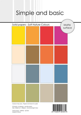 Simple and Basic Design Solid Papers "Soft Nature Colours" 