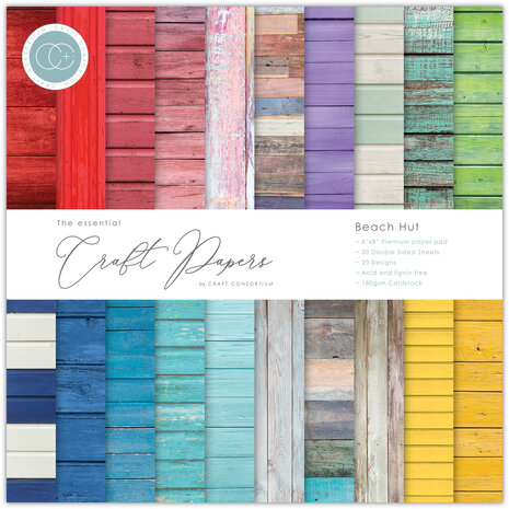 Craft Consortium Essential Craft Papers 8x8 Inch Paper Pad Beach Hut
