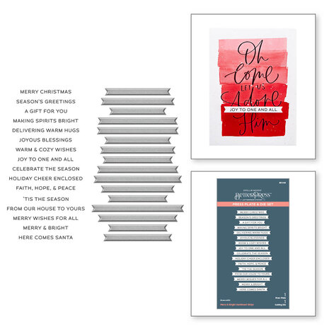 Spellbinders -BetterPress - Merry & Bright Sentiment Strips Press Plate & Die Set