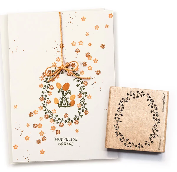 cats on appletrees - Stempel Blütenkranz 9 oval