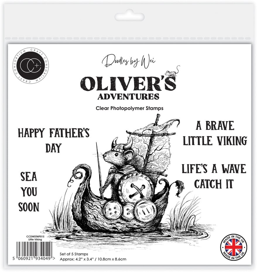 Craft Consortium - Oliver's Adventures A6 Clear Photopolymer Stamp Set Little Viking