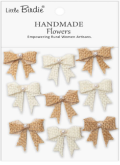 Little Birdie - Paper Flower - Burlap Bow Elly
