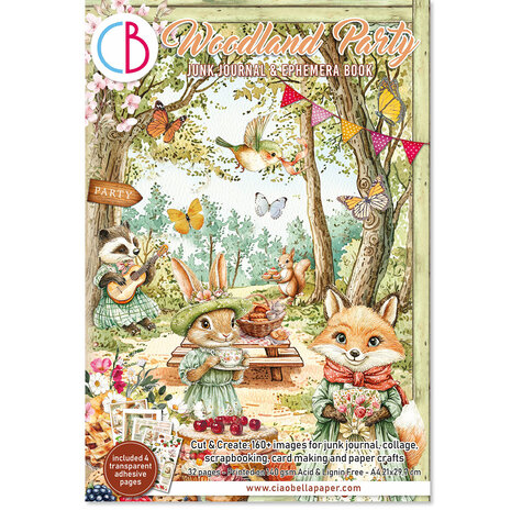 Ciao Bella - Woodland Party A4 Junk Journal Ephemera Book (32pcs)