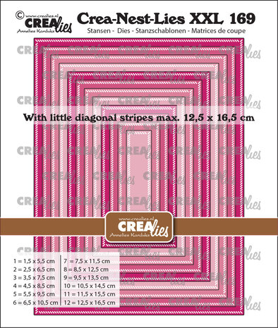 Crealies - Crea-Nest-Lies XXL Stansen No. 169 Rechthoeken Met Kleine Schuine Streepjes