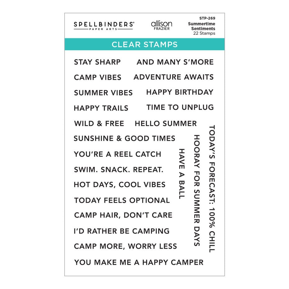 Spellbinders - Summer Camp Clear Stamp Set Summertime Sentiments by Allison Frazier