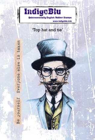 IndigoBlu - Top Hat and Tie A6 Red Rubber Stamp
