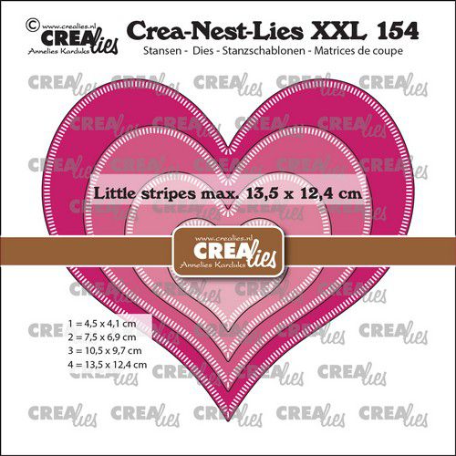 Crealies Crea-Nest-Lies XXL Herzen mit kleinen Streifen 