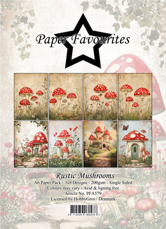 Paper Favourites - Rustic Mushrooms A6 Paper Pad